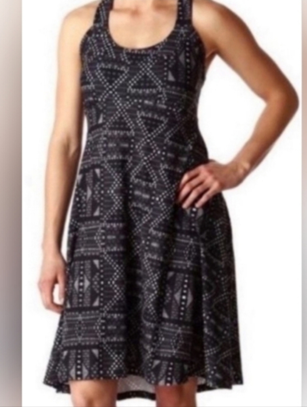 Prana Black and White Geometric Midi Dress